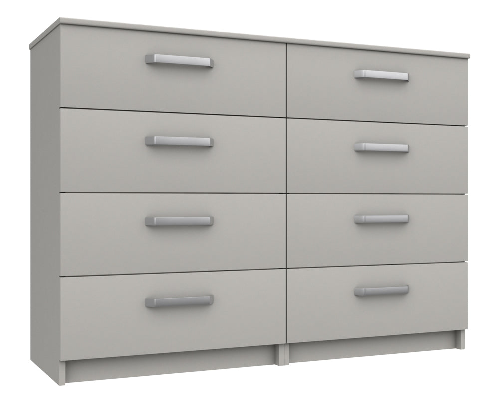 Arden Cashmere Grey High Gloss 4 Drawer Double Chest