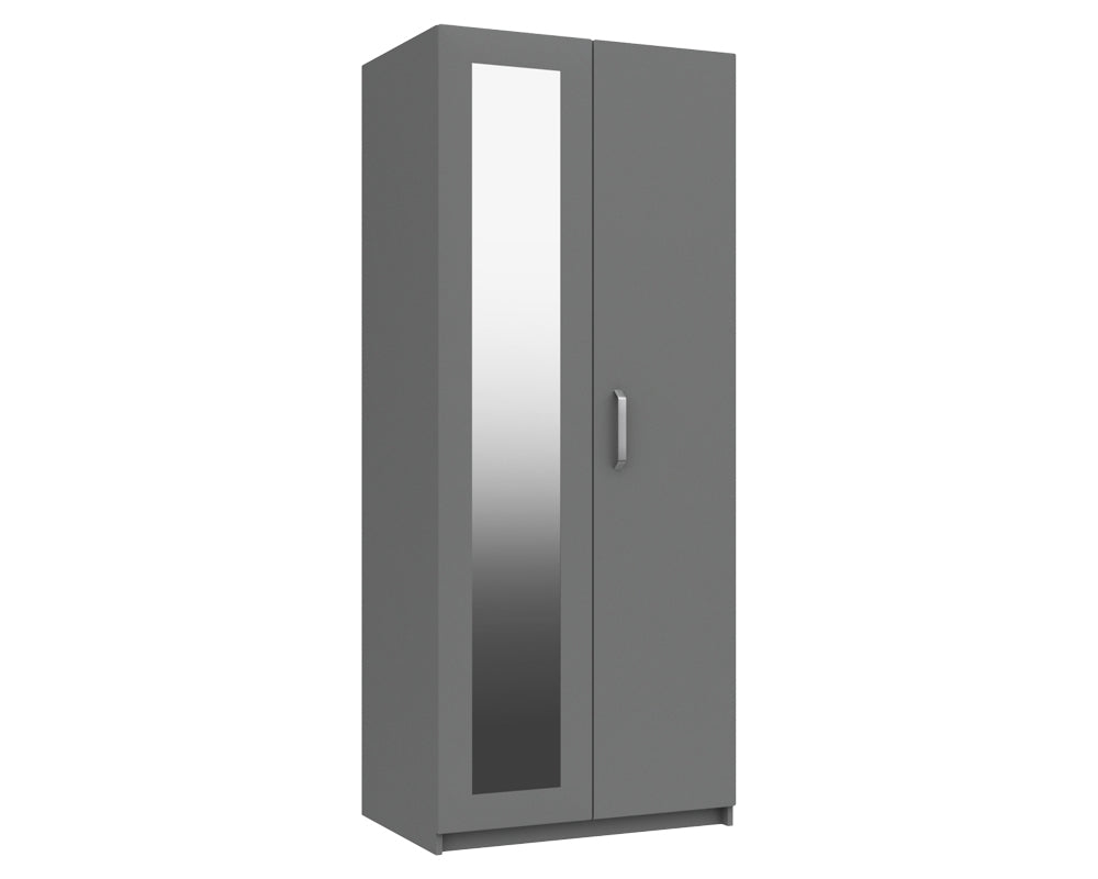 Arden Dust Grey High Gloss 2 Door Robe With Mirror