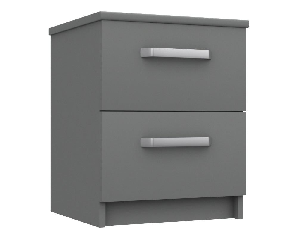 Arden Dust Grey High Gloss 2 Drawer Bedside