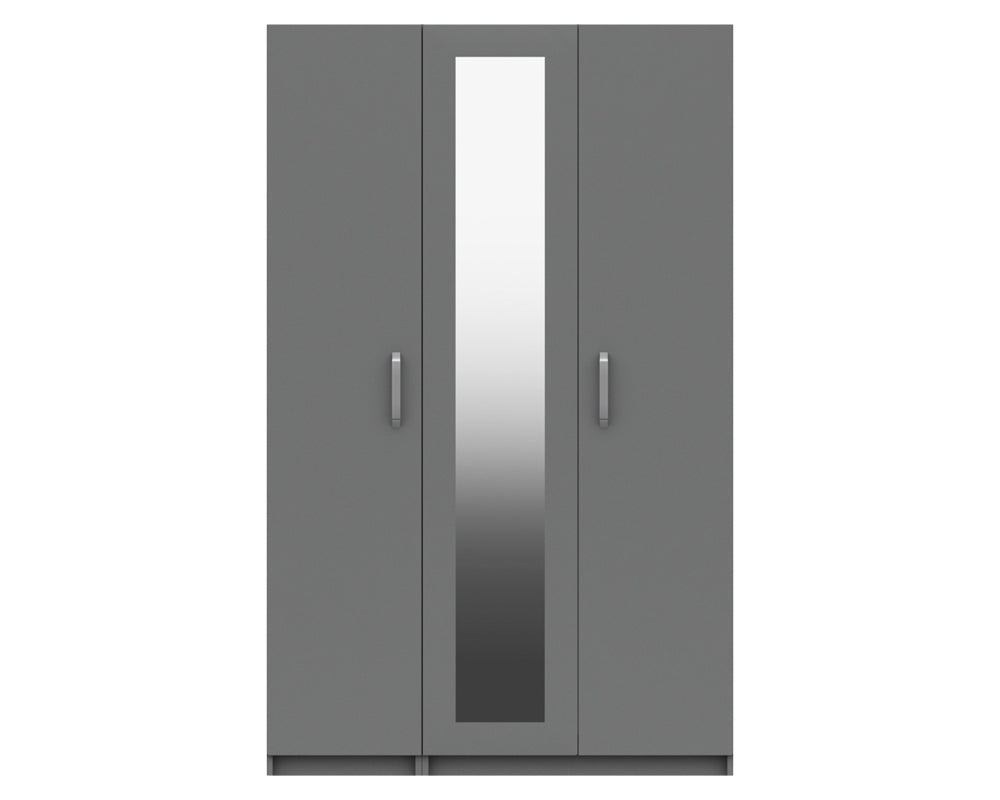 Arden Dust Grey High Gloss 3 Door Robe With Mirror