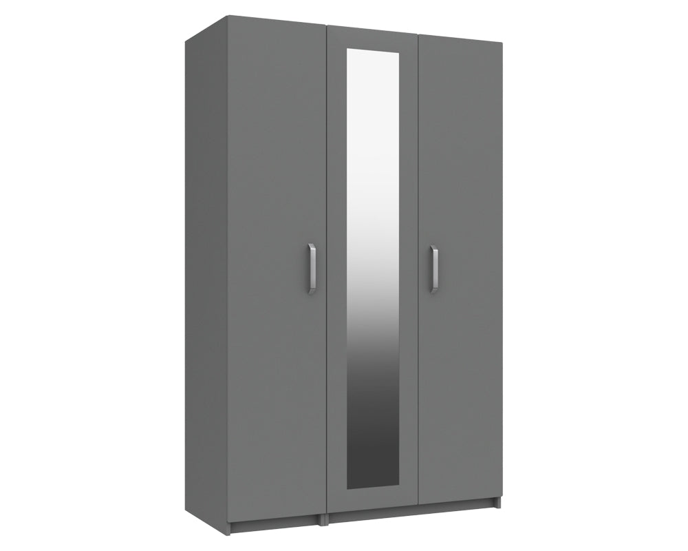 Arden Dust Grey High Gloss 3 Door Robe With Mirror