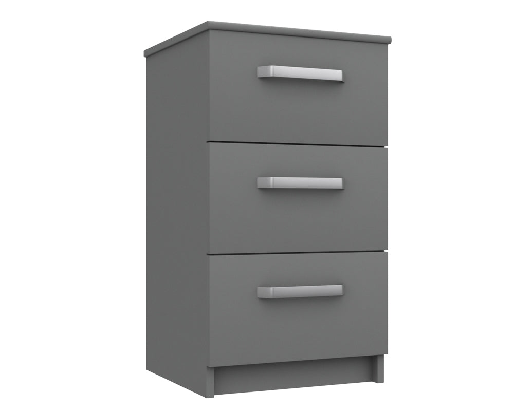 Arden Dust Grey High Gloss 3 Drawer Bedside