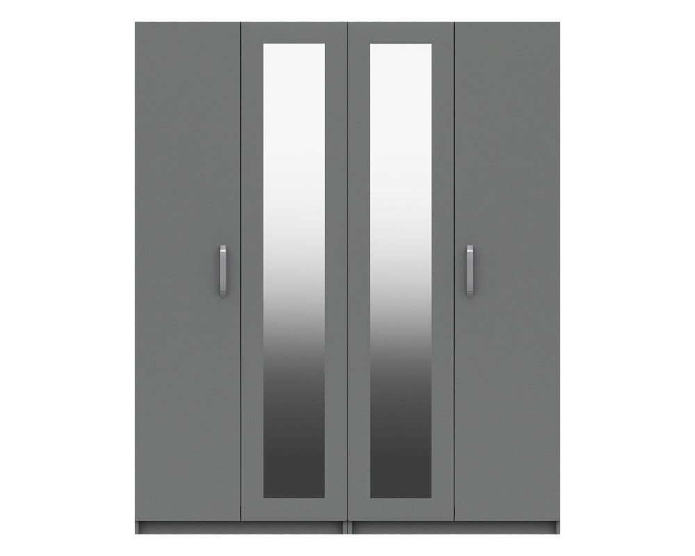 Arden Dust Grey High Gloss 4 Door Robe With Mirrors