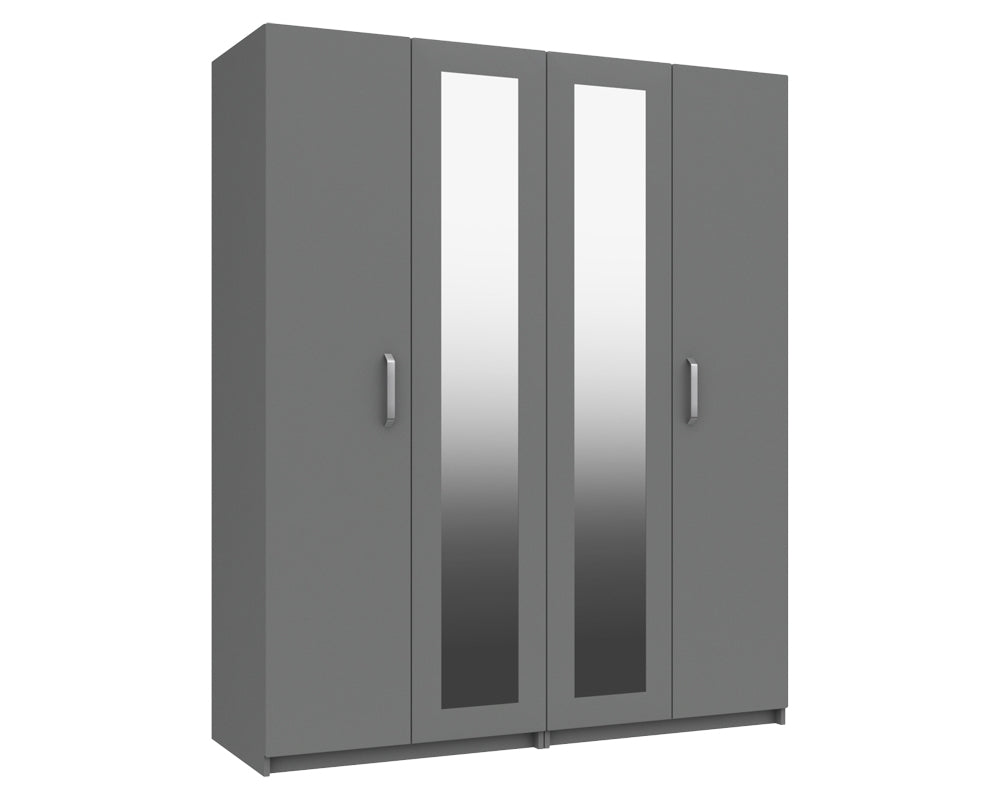 Arden Dust Grey High Gloss 4 Door Robe With Mirrors