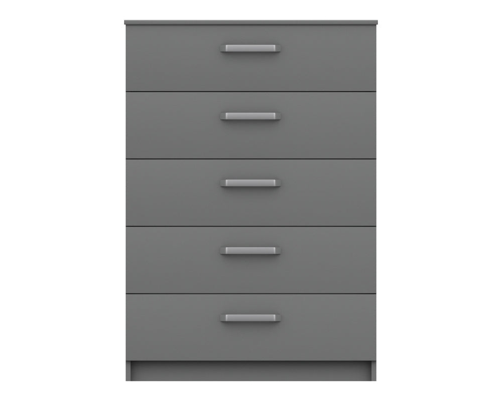 Arden Dust Grey High Gloss 5 Drawer Chest