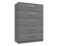 Arden Dust Grey High Gloss 5 Drawer Chest