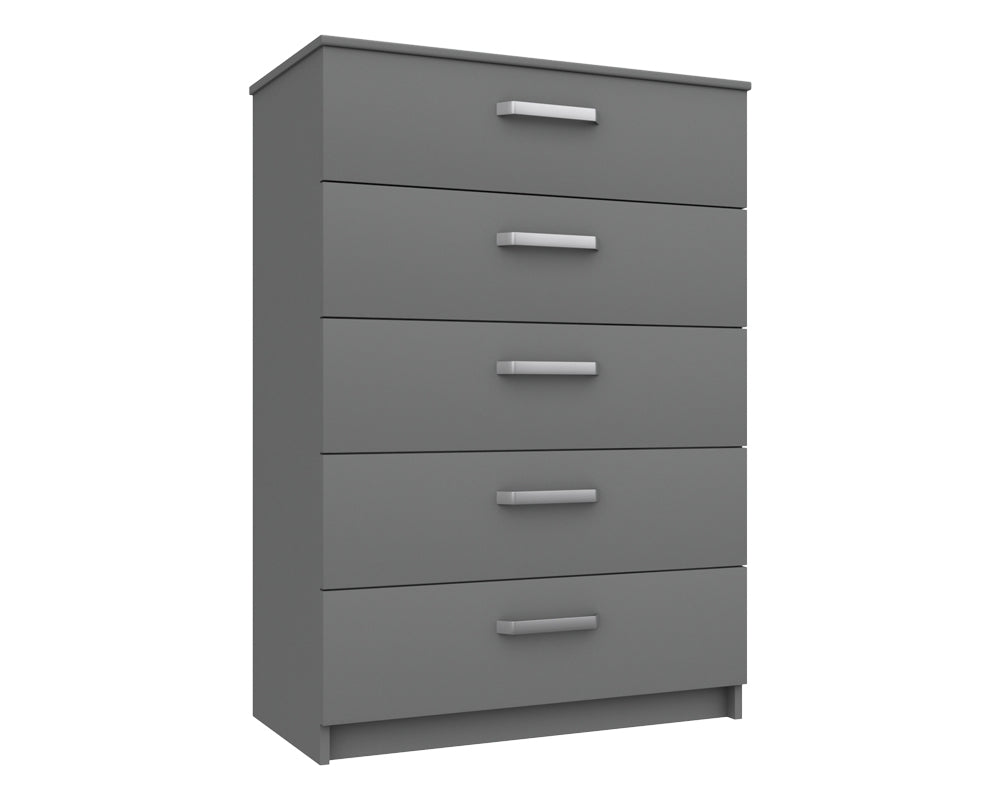 Arden Dust Grey High Gloss 5 Drawer Chest