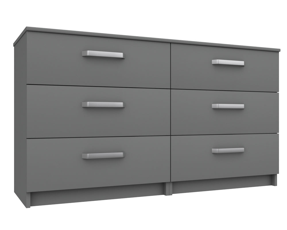 Arden Dust Grey High Gloss 3 Drawer Double Chest