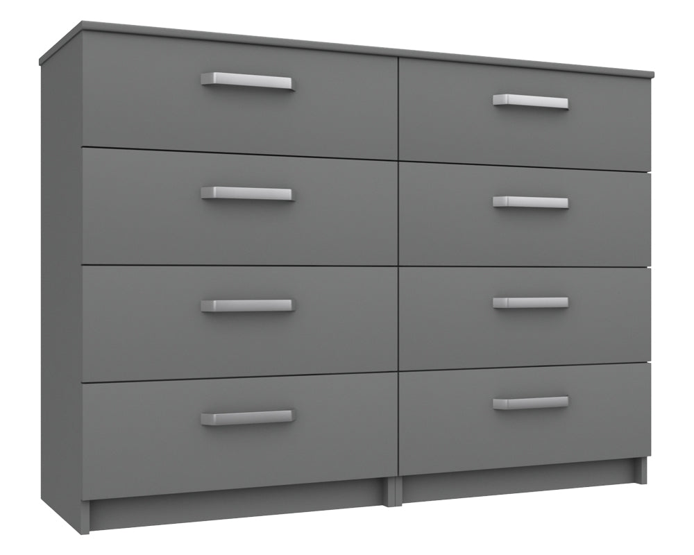 Arden Dust Grey High Gloss 4 Drawer Double Chest