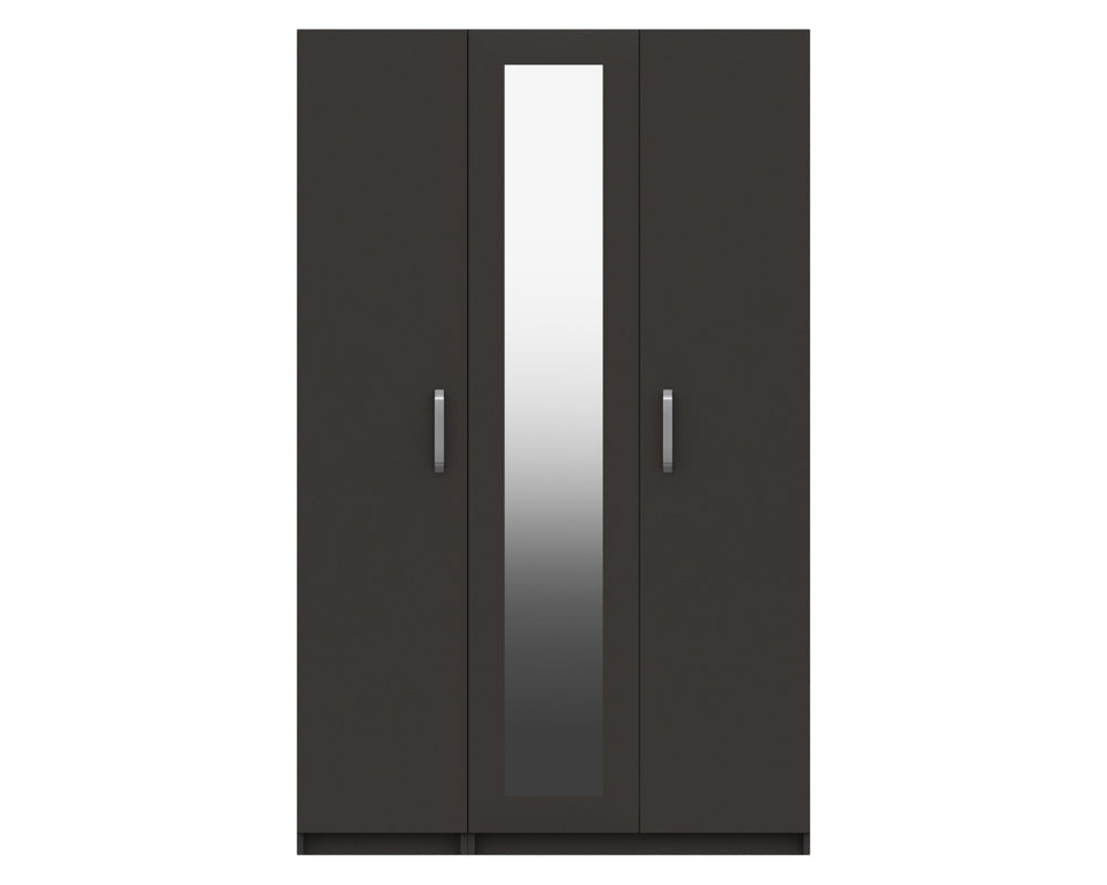 Arden Graphite Grey High Gloss 3 Door Robe With Mirror