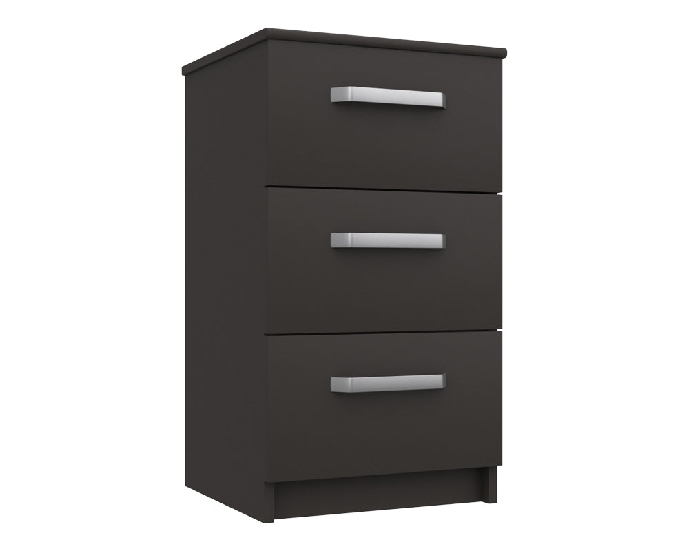 Arden Graphite Grey High Gloss 3 Drawer Bedside