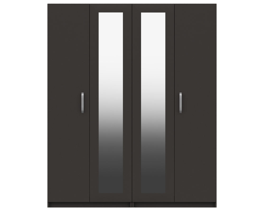 Arden Graphite Grey High Gloss 4 Door Robe With Mirrors