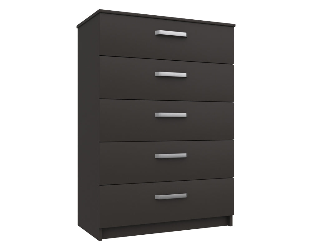 Arden Graphite Grey High Gloss 5 Drawer Chest