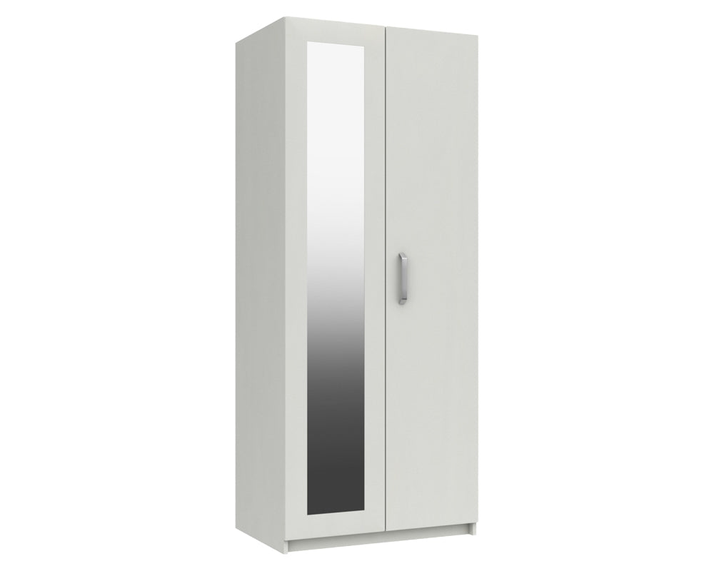 Arden White High Gloss 2 Door Robe With Mirror