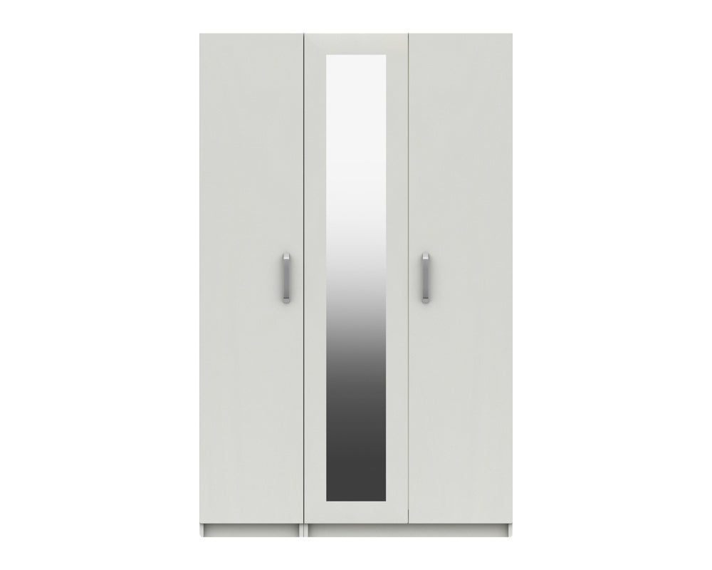 Arden White High Gloss 3 Door Robe With Mirror