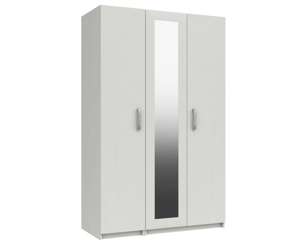 Arden White High Gloss 3 Door Robe With Mirror