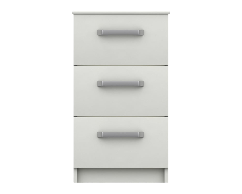Arden White High Gloss 3 Drawer Bedside