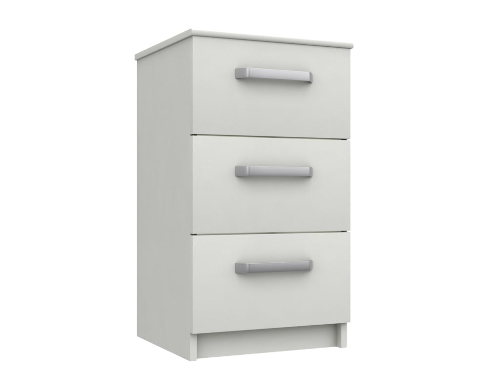 Arden White High Gloss 3 Drawer Bedside