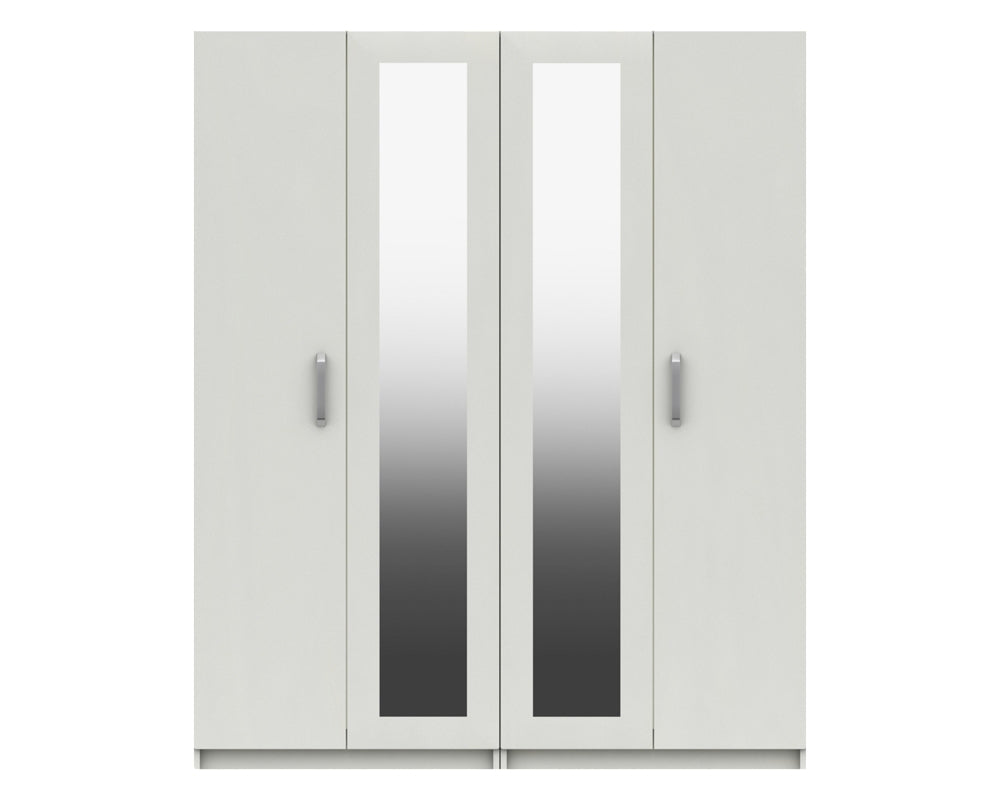 Arden White High Gloss 4 Door Robe With Mirrors