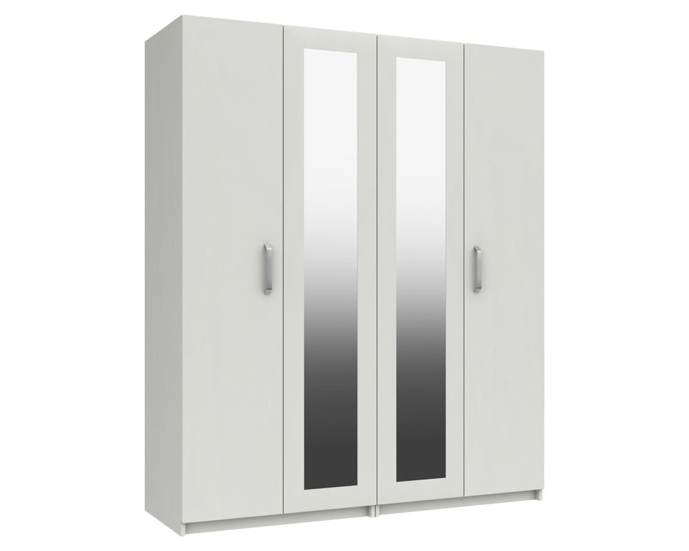 Arden White High Gloss 4 Door Robe With Mirrors