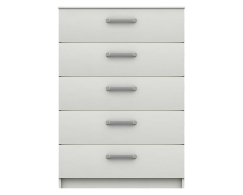 Arden White High Gloss 5 Drawer Chest