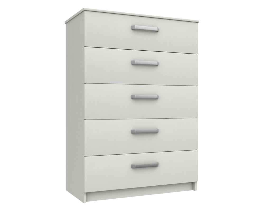 Arden White High Gloss 5 Drawer Chest