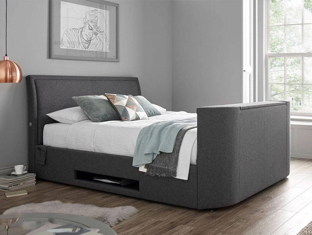 Arrow Hopsack Grey King Size Ottoman TV Bed Frame