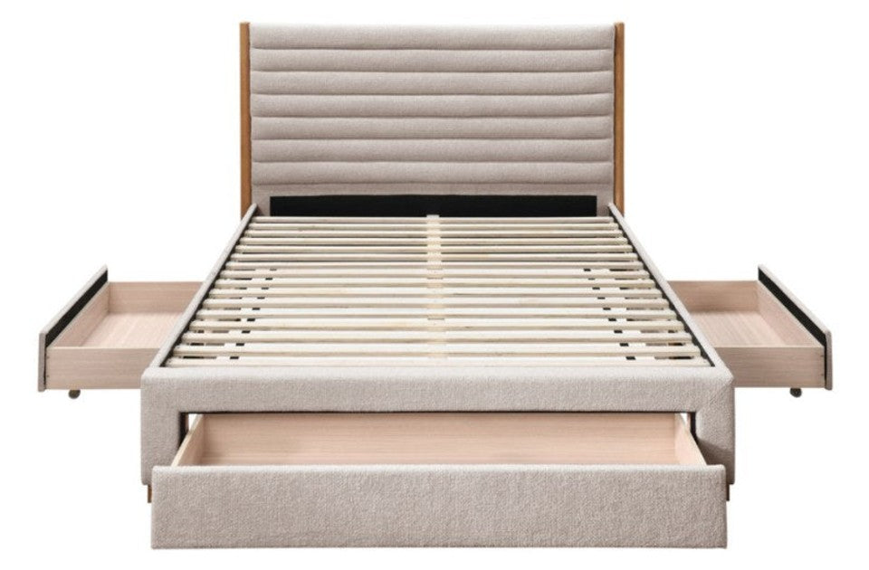 Arthur Grey Storage Bed Frame drawers open front view