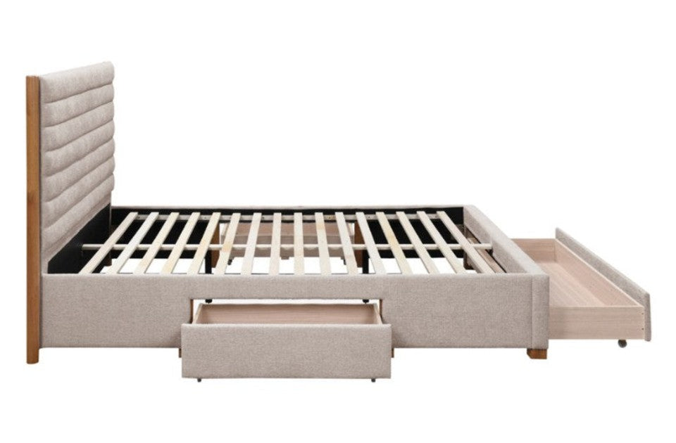 Arthur Grey Storage Bed Frame side drawer