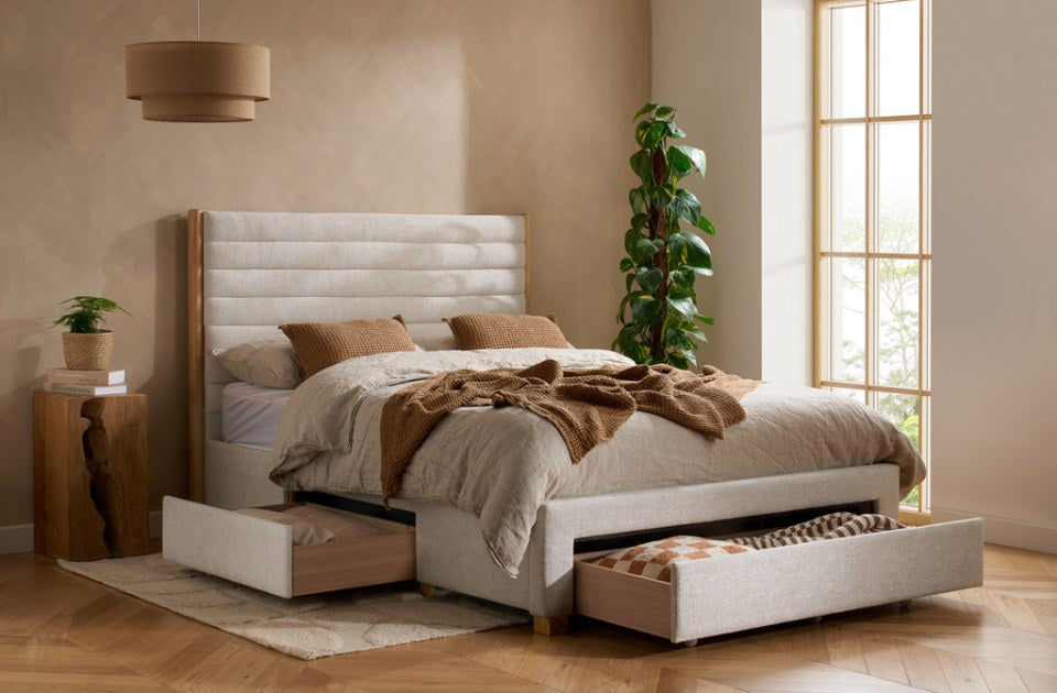 Arthur Grey Storage Bed Frame with drawers open