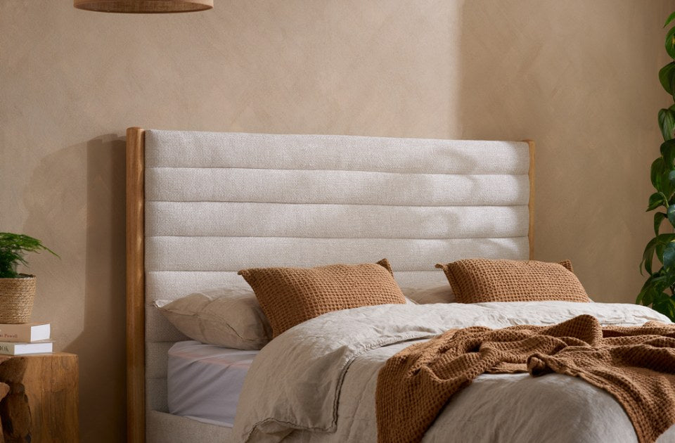 Arthur Grey Storage Bed Frame headboard close up