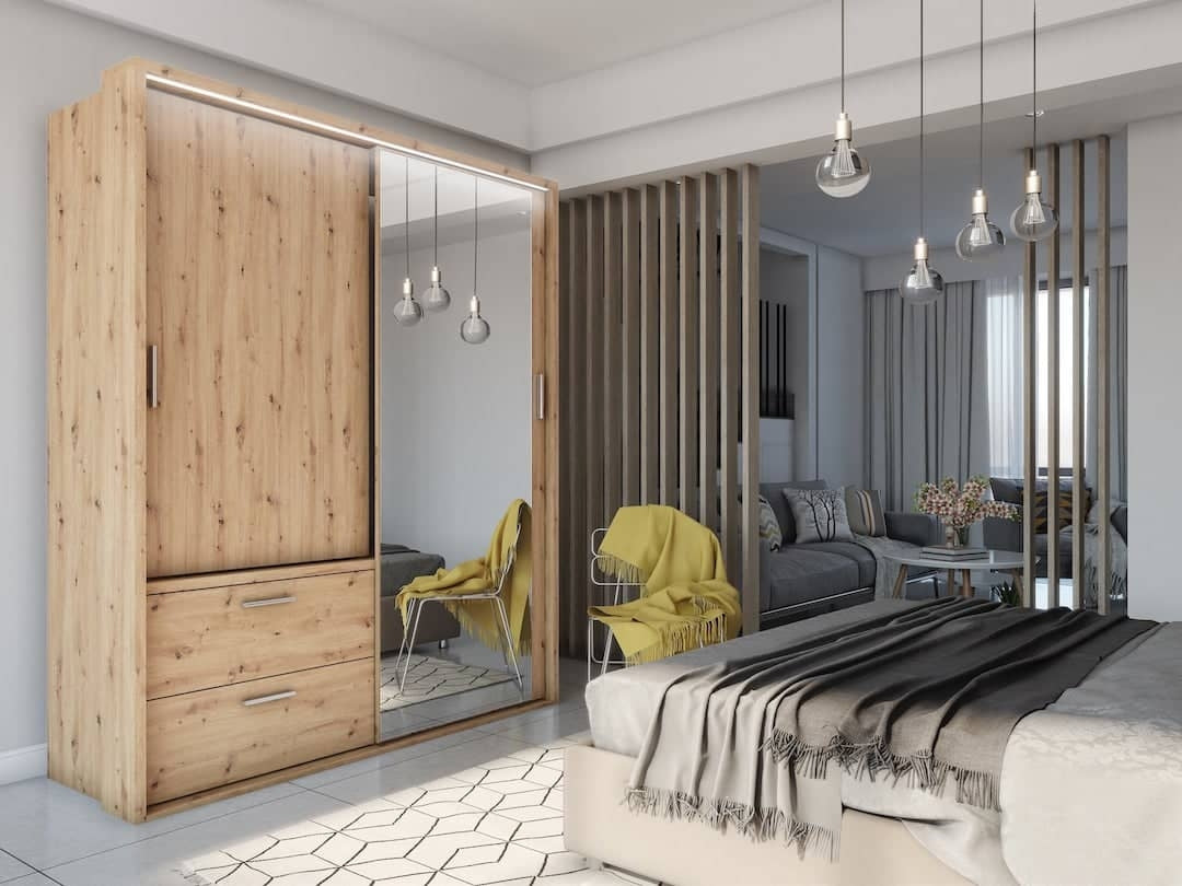 Brighton Oak Sliding Door Wardrobe 180cm