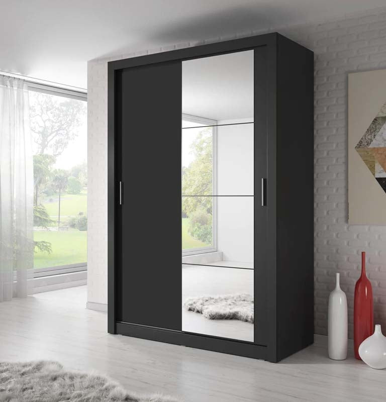 Liverpool Black Sliding Door Wardrobe 150cm