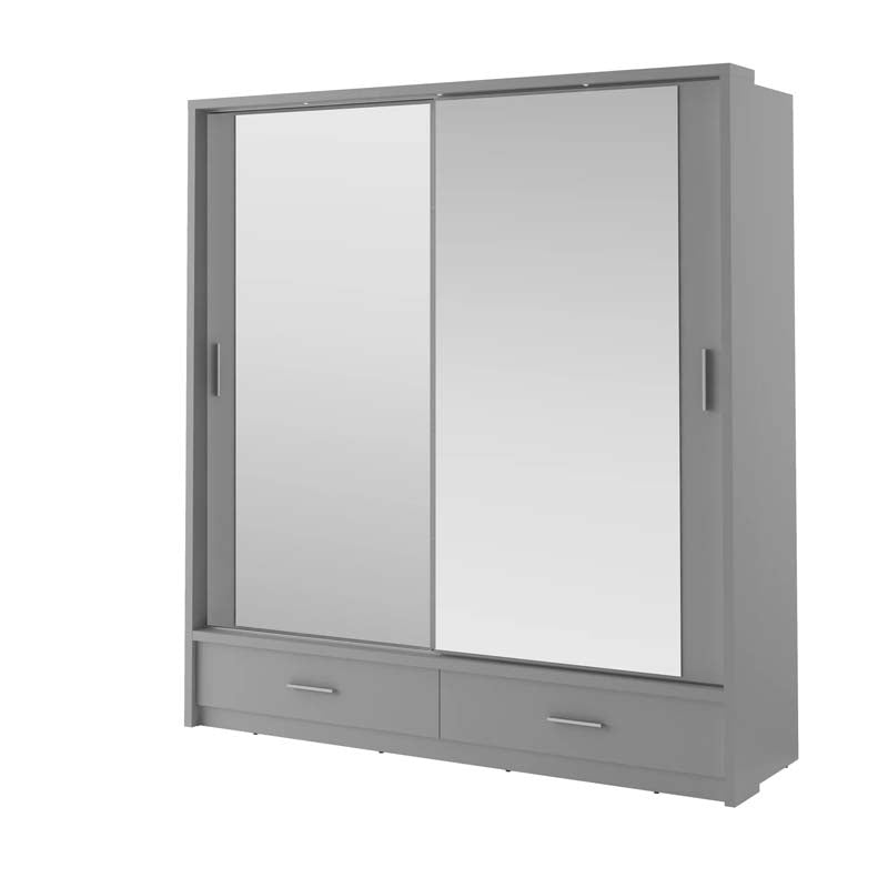 York Grey Sliding Door Wardrobe 200cm With Lights