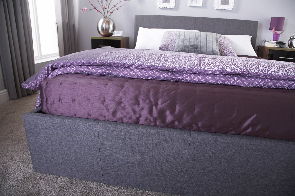 Aston Grey Fabric Ottoman Storage King Size Bed Frame