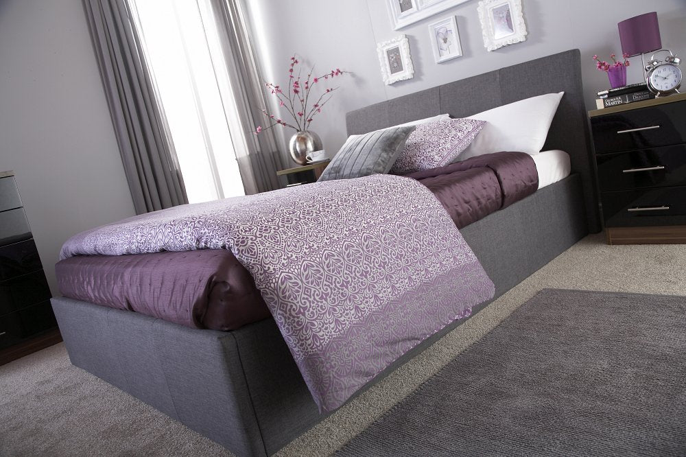 Aston Grey Fabric Ottoman Storage Double Bed Frame