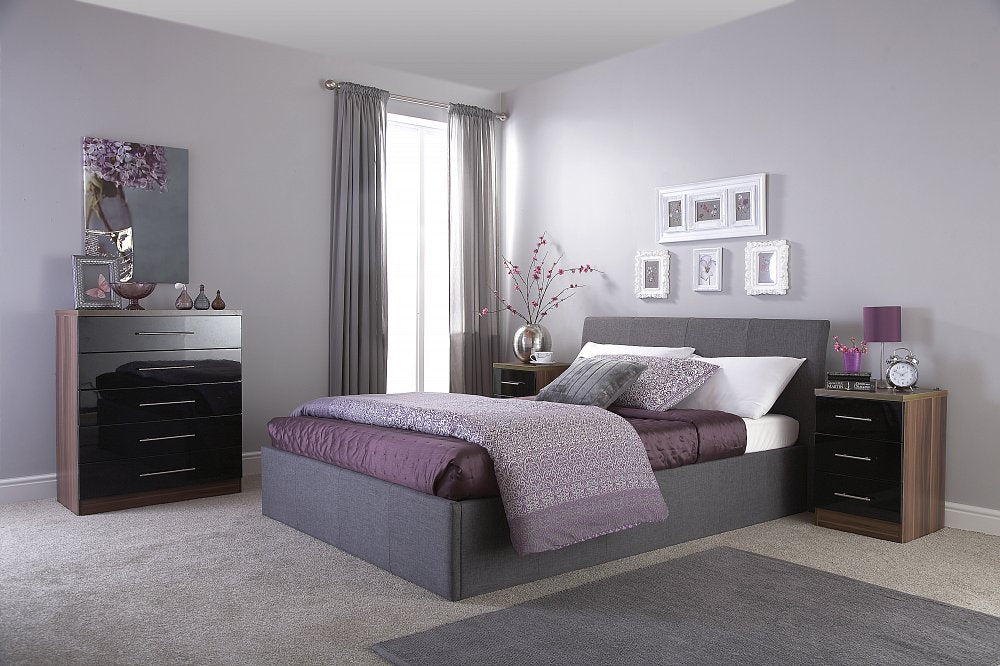 Aston Grey Fabric Ottoman Storage Double Bed Frame