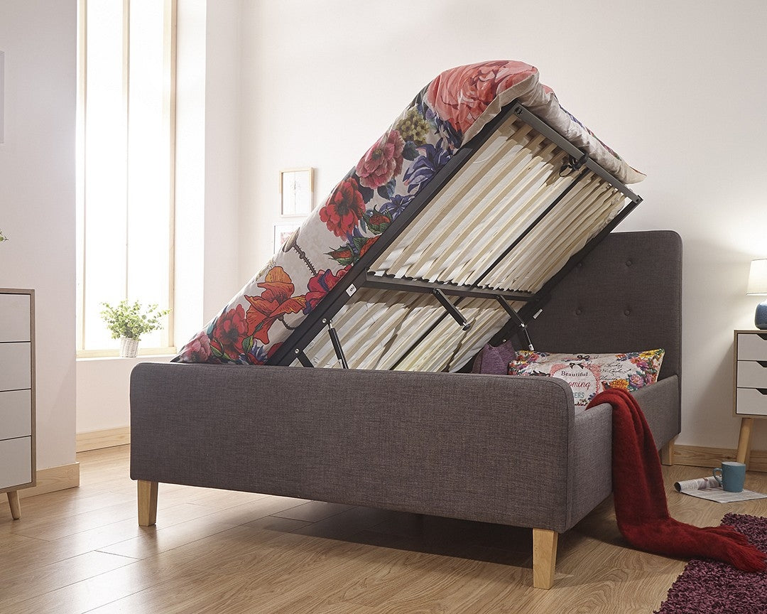 Ashville Dark Grey Double Ottoman Bed Frame