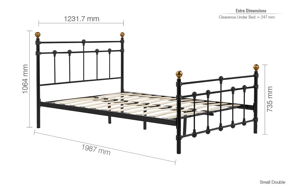 Atlas Black Three Quarter (3/4) Bed Frame