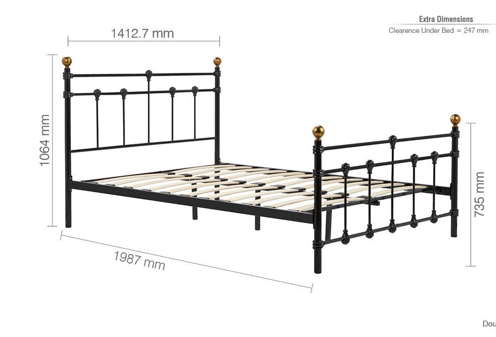 Atlas Black Double Bed Frame