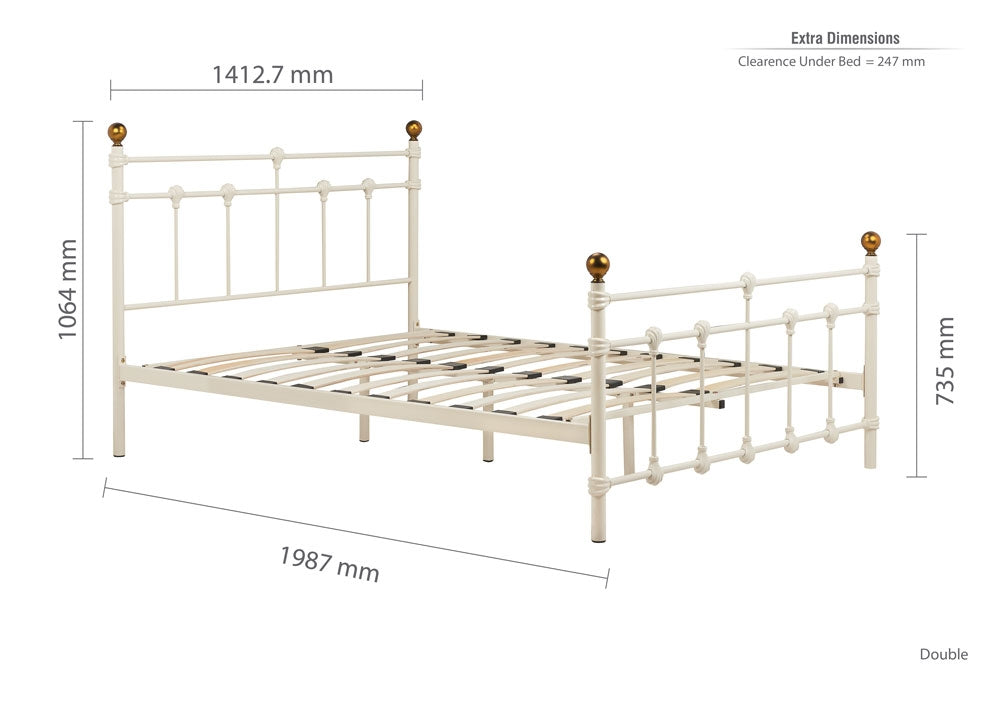 Atlas Cream Double Bed Frame