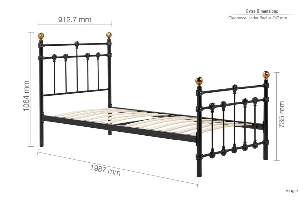 Atlas Black Single Bed Frame