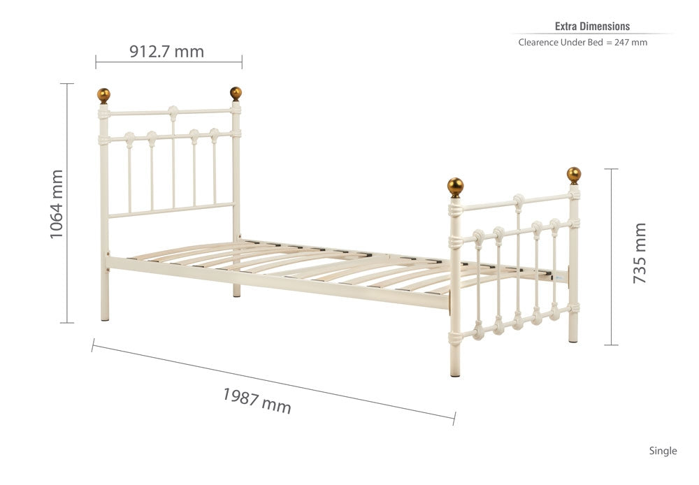 Atlas Cream Single Bed Frame