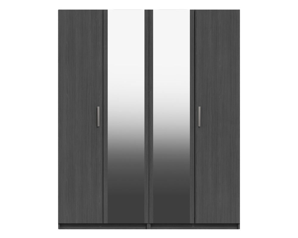 Waterford Graphite 4 Door Wardrobe With Mirror