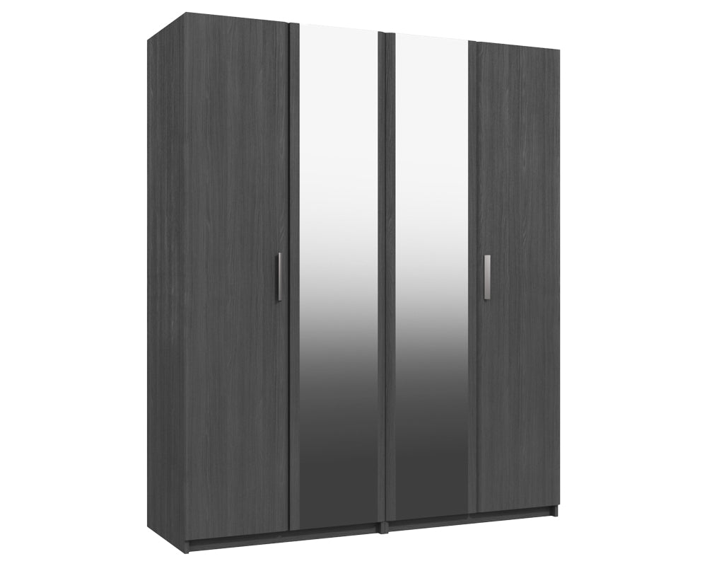 Waterford Graphite 4 Door Wardrobe With Mirror