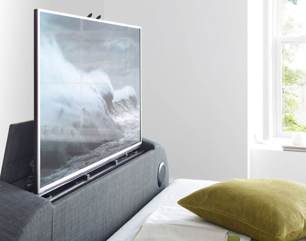 Avocet Hopsack Grey Double Ottoman TV Bed Frame
