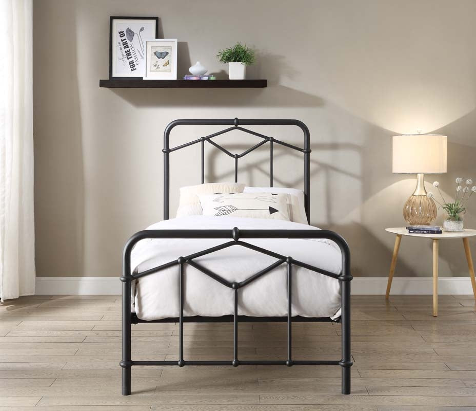 Acton Sand Black Single Bed Frame