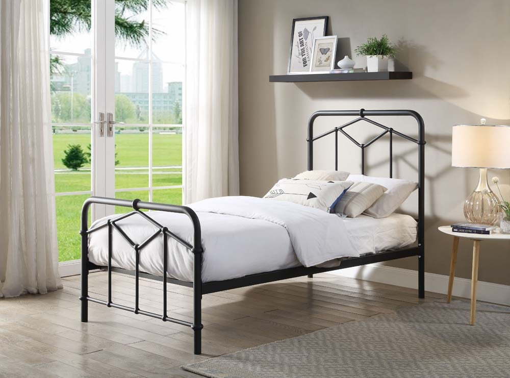 Acton Sand Black Single Bed Frame