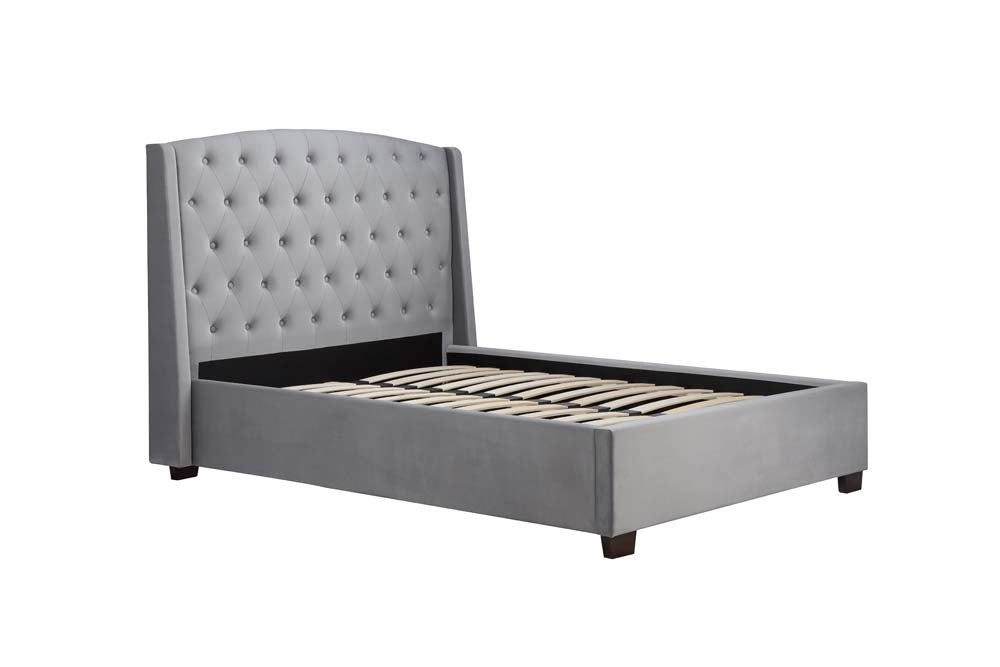 Bartley Wing Back Grey King Size Bed Frame