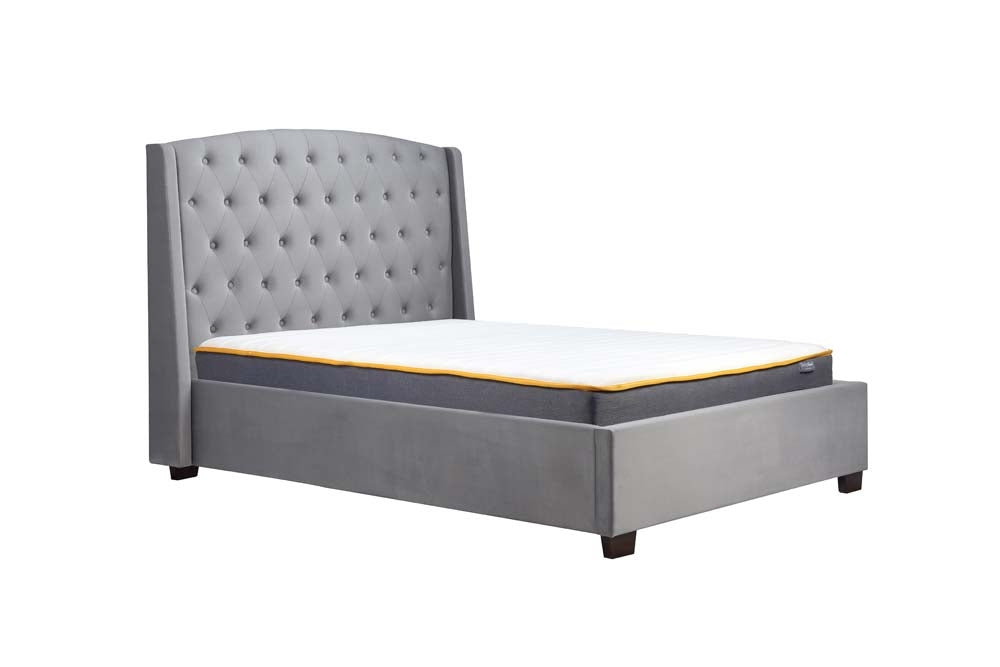 Bartley Wing Back Grey Double Bed Frame